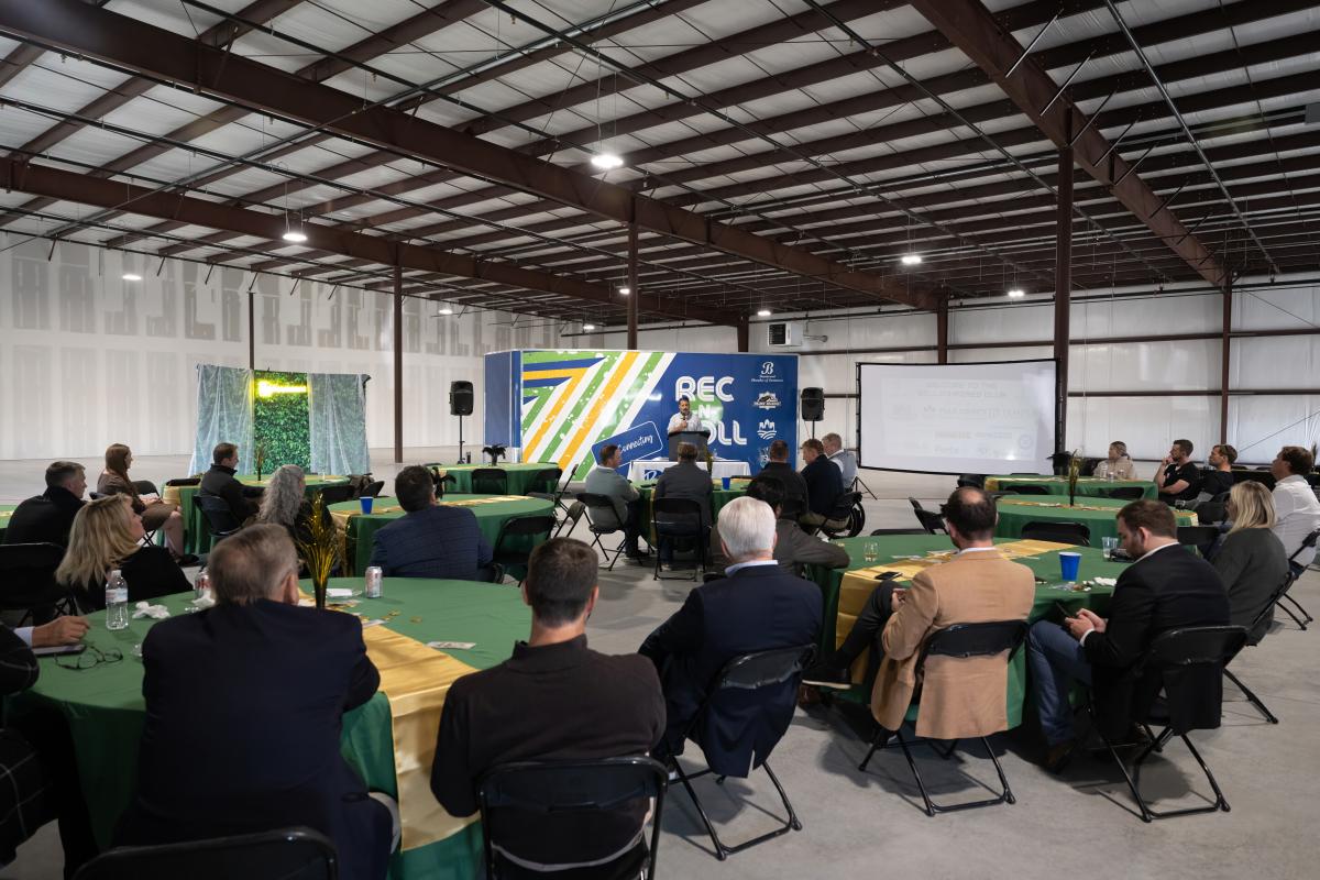 Chamber event inside of a warehouse space