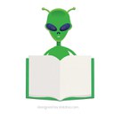alien with a book