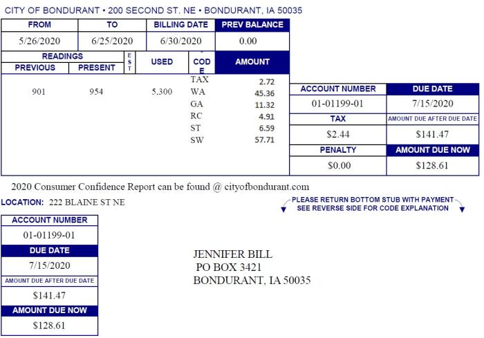 Utility Bill
