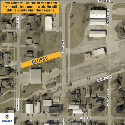 Grain Street road closure map