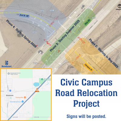 Phasing Map for Civic Campus Road Relocation Project