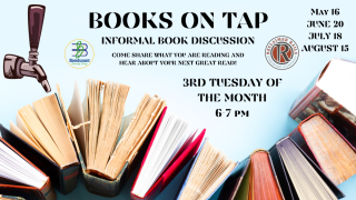 Books on Tap, an informal book discussion at Reclaimed Rails every third Tuesday at 6:00 PM