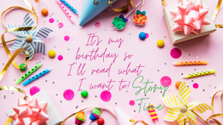 festive birthday design with balloons and confetti