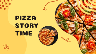 pizza on yellow background
