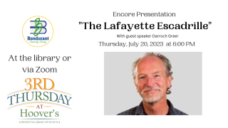 3rd Thursday at Hoover's Encore presentation. Thursday July 20, 2023 at 6:00PM in group study B.