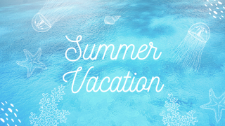 Watery beach theme with "Summer Vacation" text
