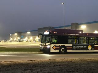 Bus driving at night