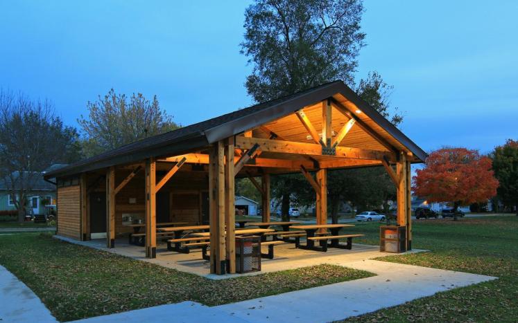 City Park shelter at night